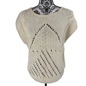 Handmade Chunky Knit Ramie Sweater Vest XL Cream Textured Cable Boho Artisan